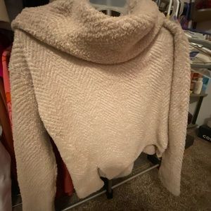 brown fluffy turtle neck sweater